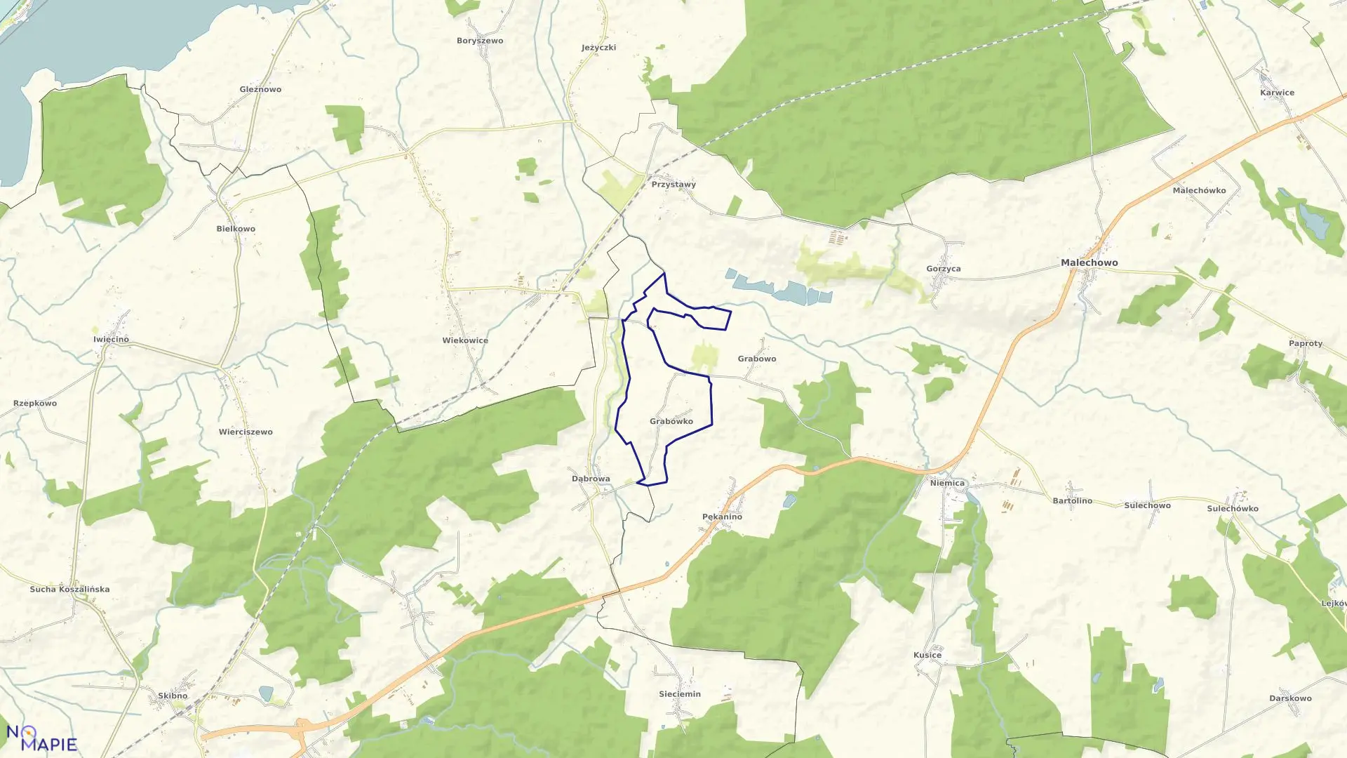 Mapa obrębu Grabówko w gminie Sianów