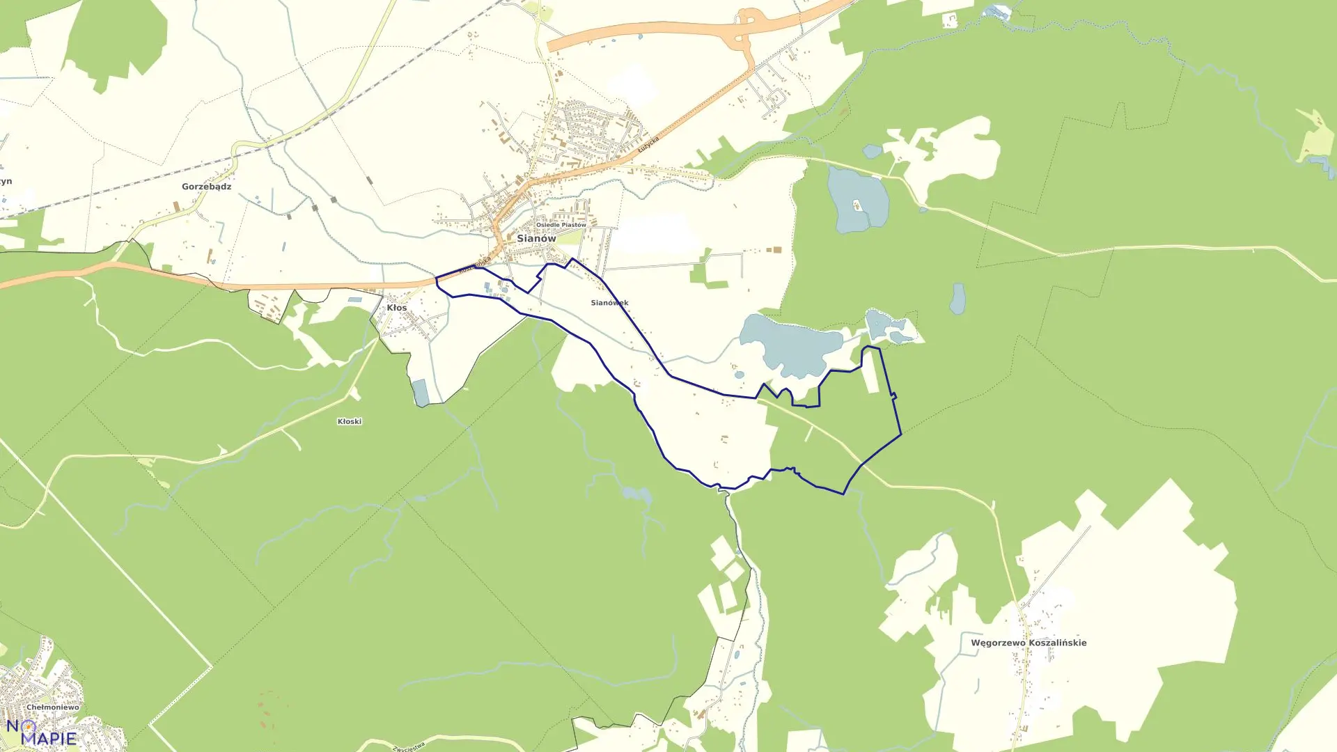 Mapa obrębu Sianów 6 w gminie Sianów